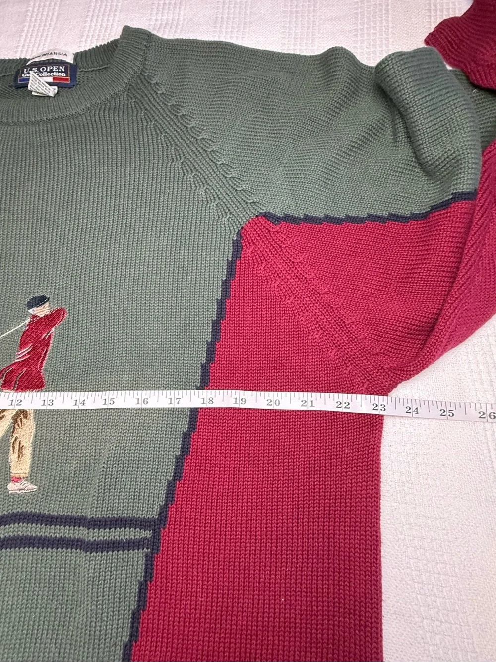 Vintage U.S. Open Golf Collection Men's L Cotton Embroidered Intarsia Sweater